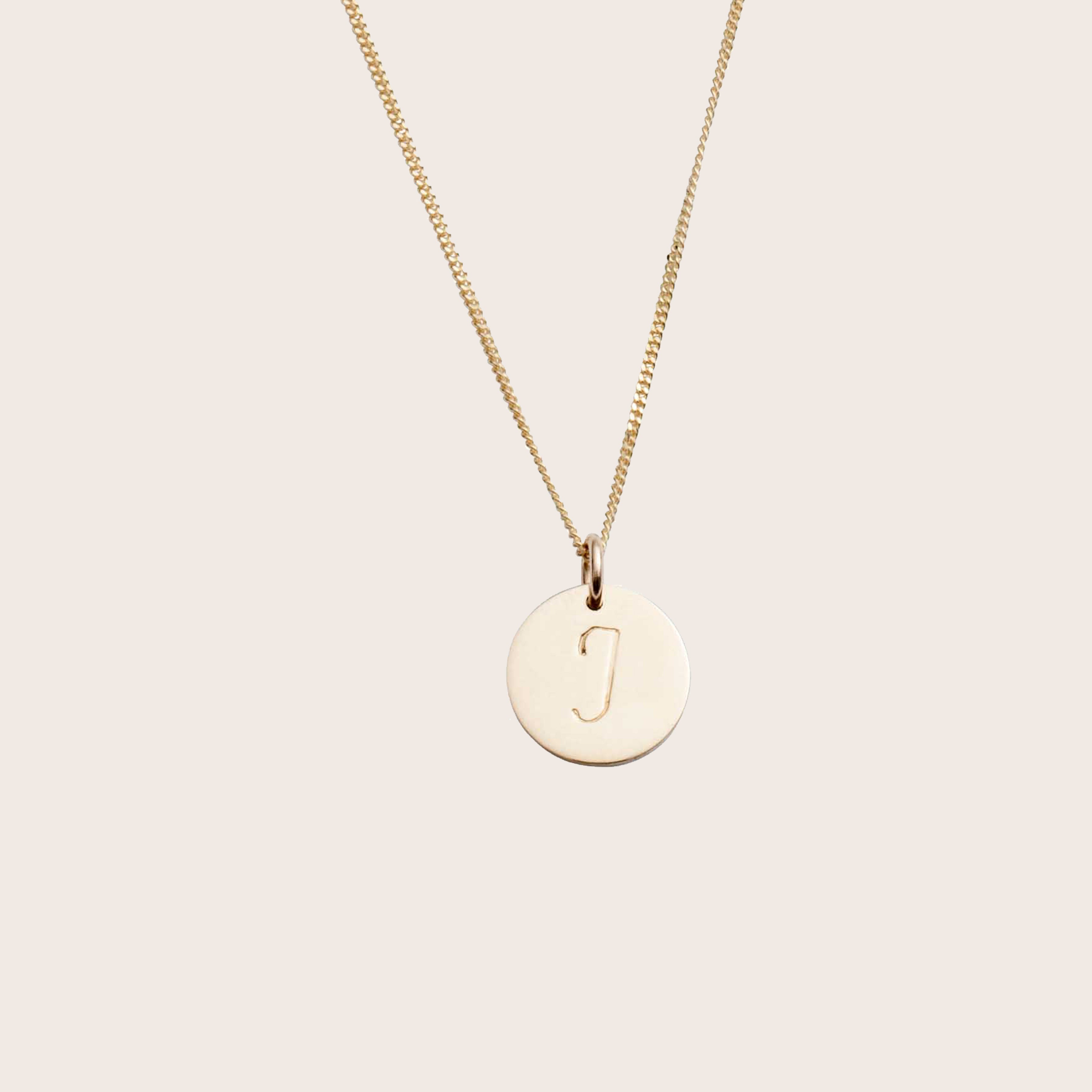Single Initial Disc Necklace in 9ct Gold - harryrockslondon