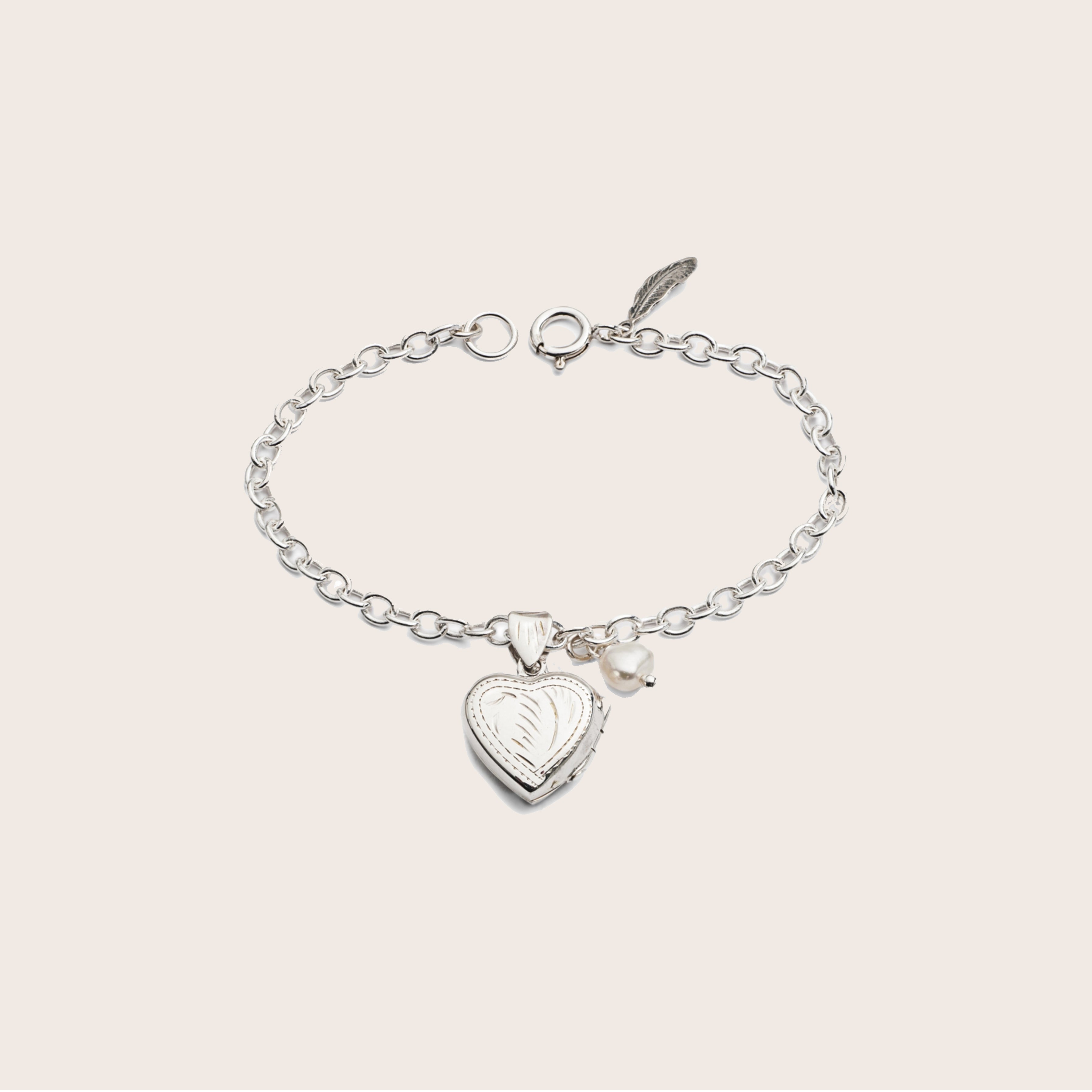 Agnes Locket bracelet on Chain with Pearl charm - harryrockslondon