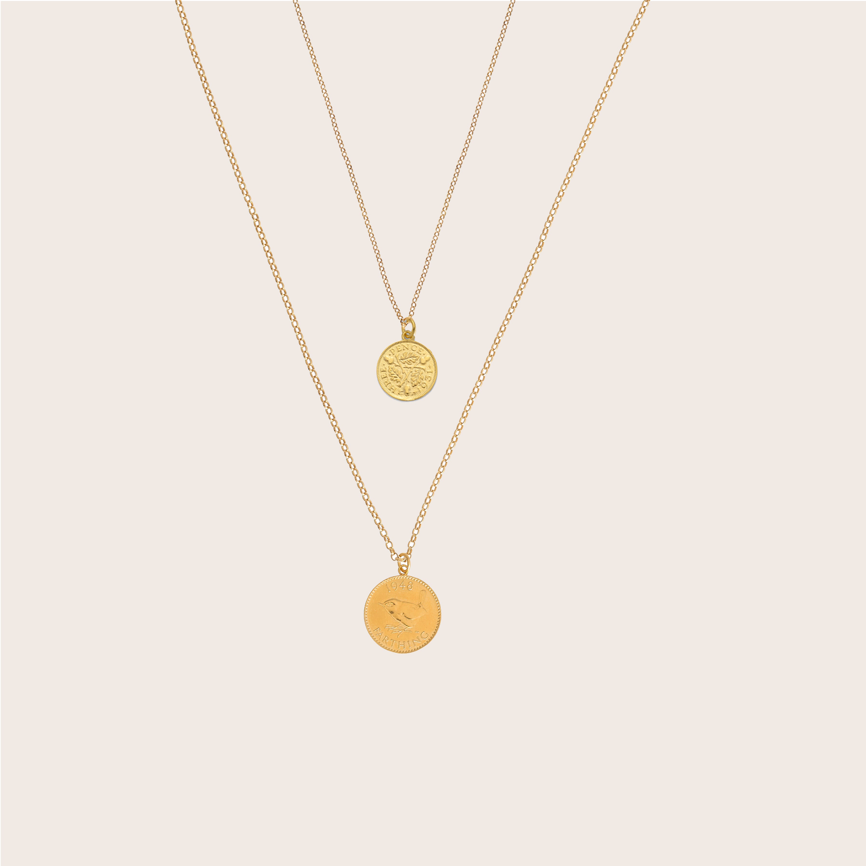 Double Gold Coin Necklace - harryrockslondon