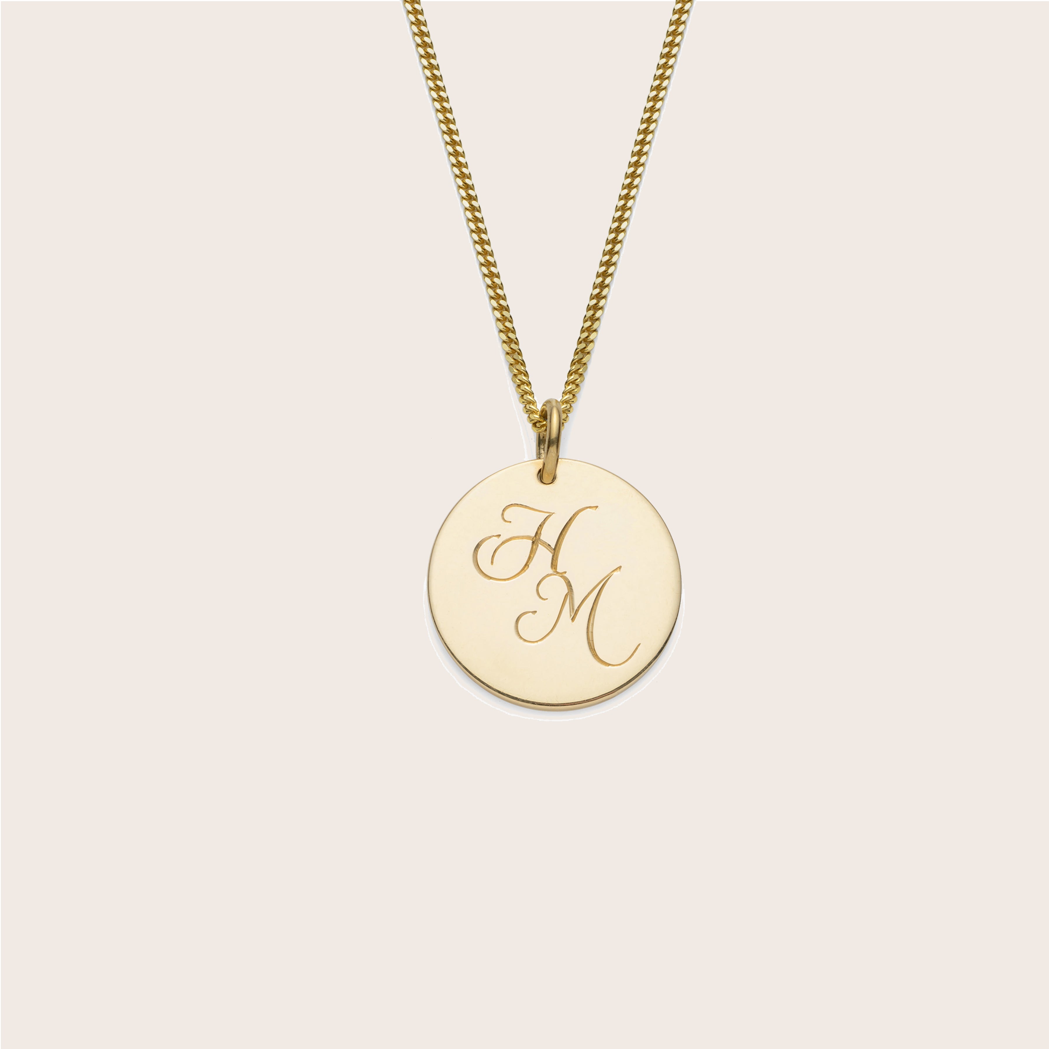 Entwined Initials 9ct gold Disc Necklace - harryrockslondon