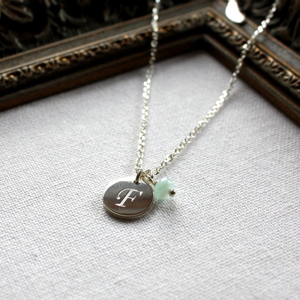 Christening Initial Necklace with Birthstone – Harry Rocks London